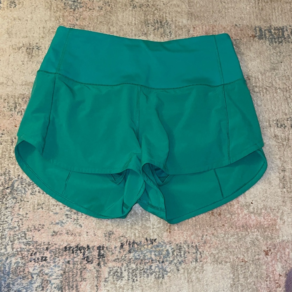 lululemon athletica Teal Green Layered Running Shorts
